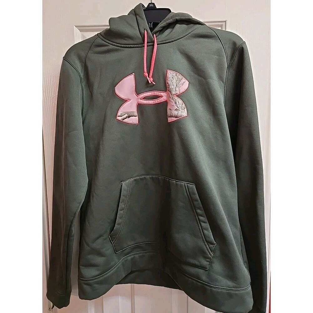 Womens UNDER ARMOUR Real Tree Camo Sweatshirt Large Hoodie camouflage Semi Fit